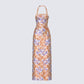 Ari Orange Floral Burnout Maxi Dress