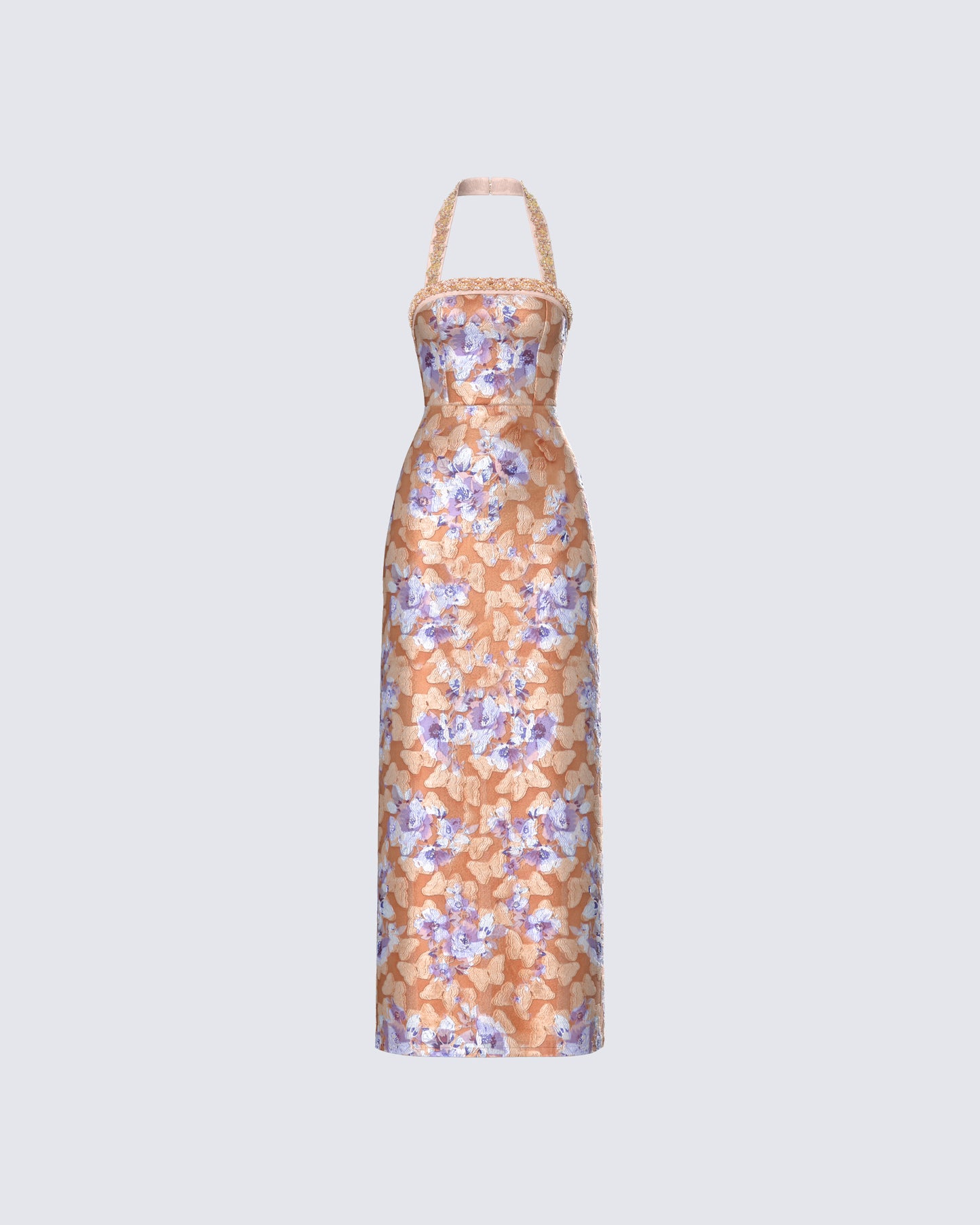 Ari Orange Floral Burnout Maxi Dress