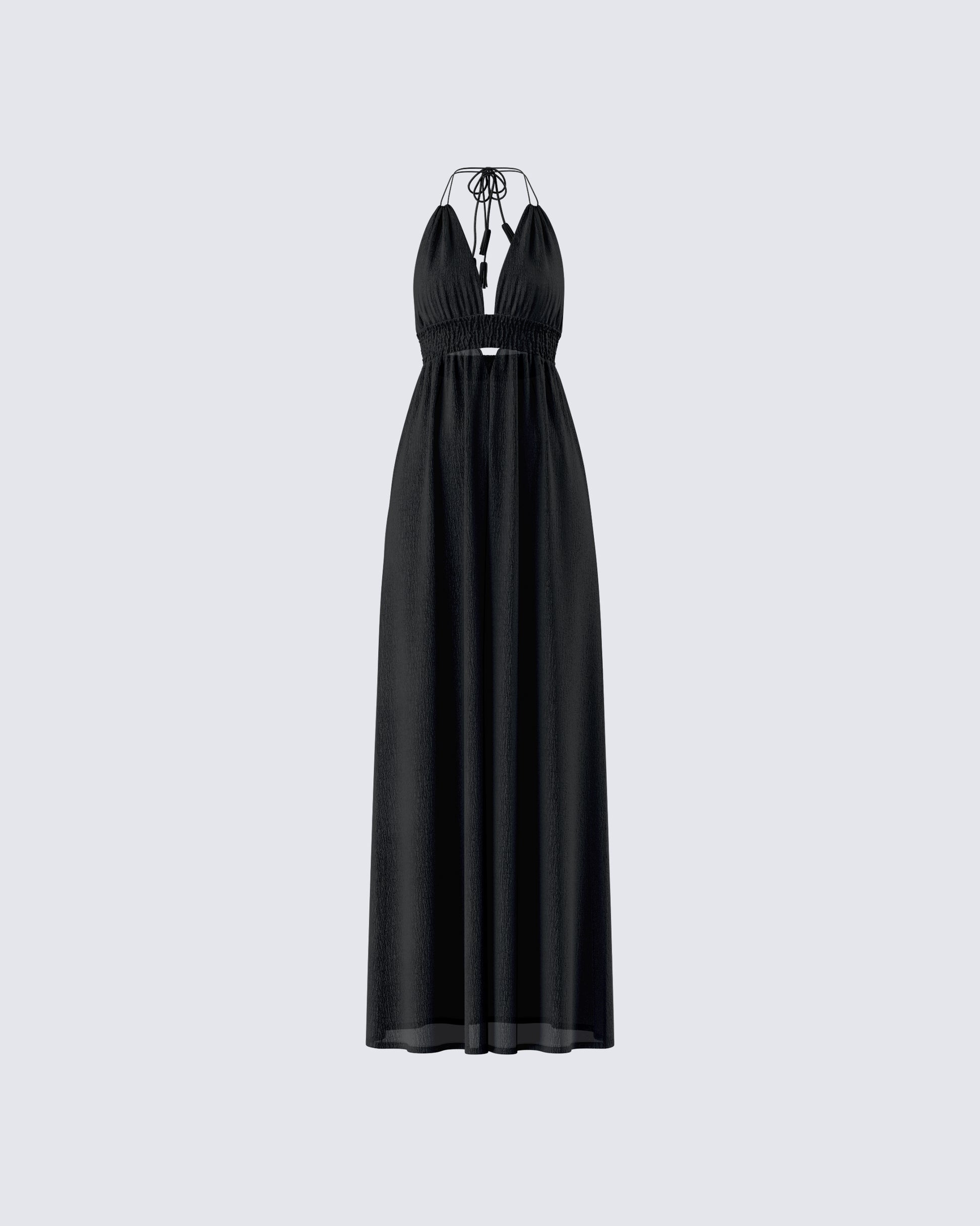 Black Halter Maxi Dress - Smocked Waist Flowy FINESSE Black Halter Maxi Dress - Smocked Waist Flowy FINESSE