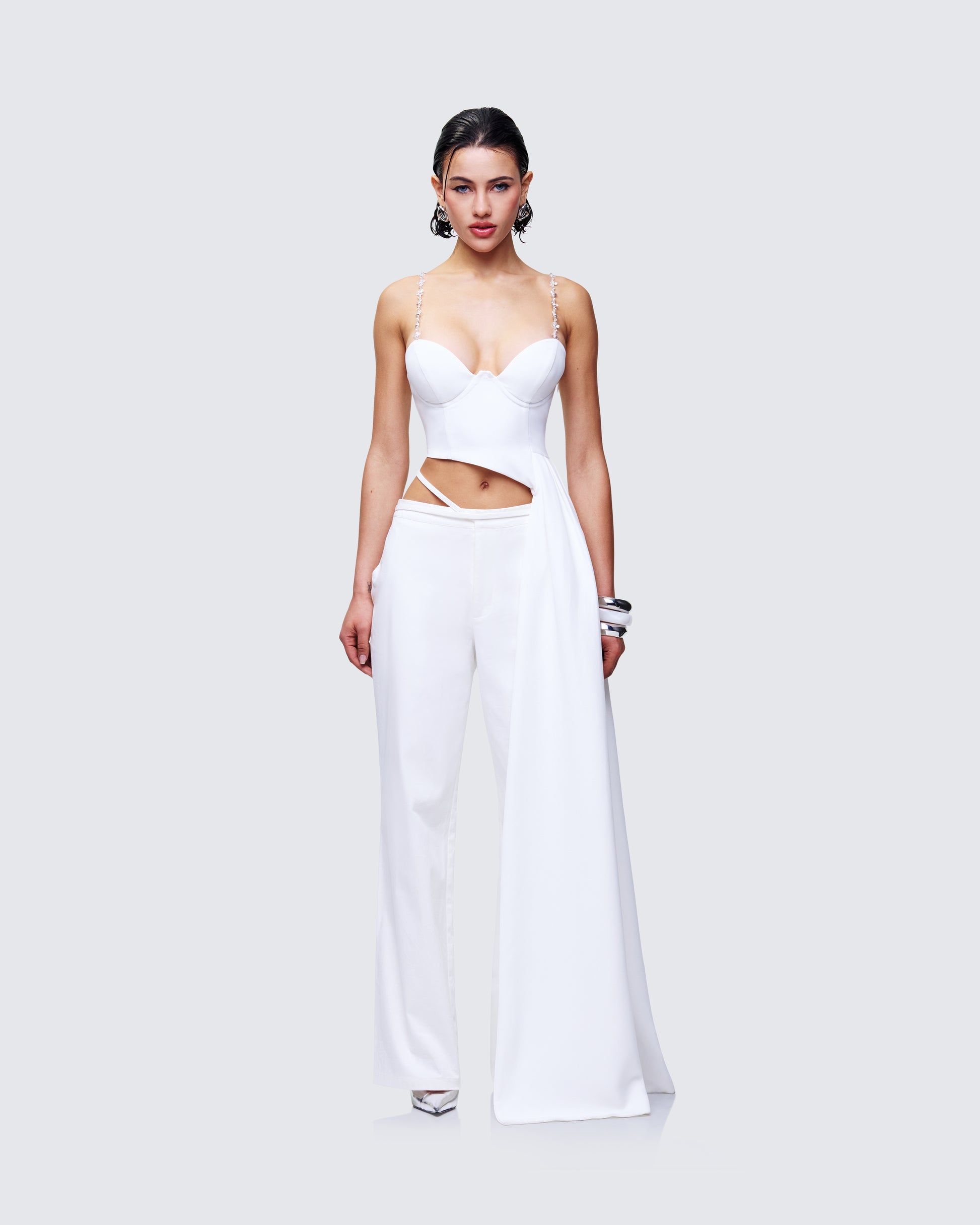 Women's white top front view – FINESSE