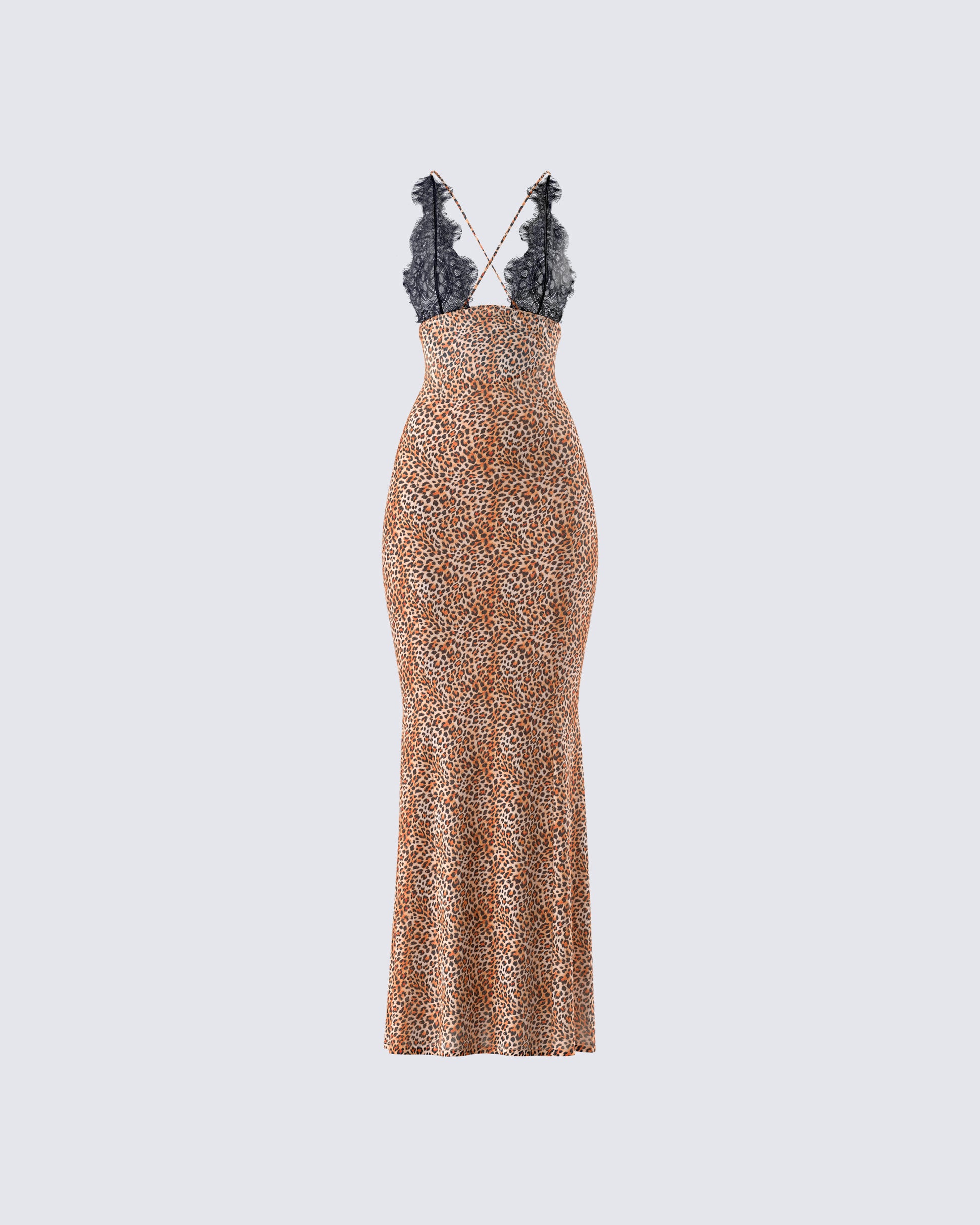 Leopard Print Maxi Dress - Black Lace Bodycon FINESSE Leopard Print Maxi Dress - Black Lace Bodycon FINESSE
