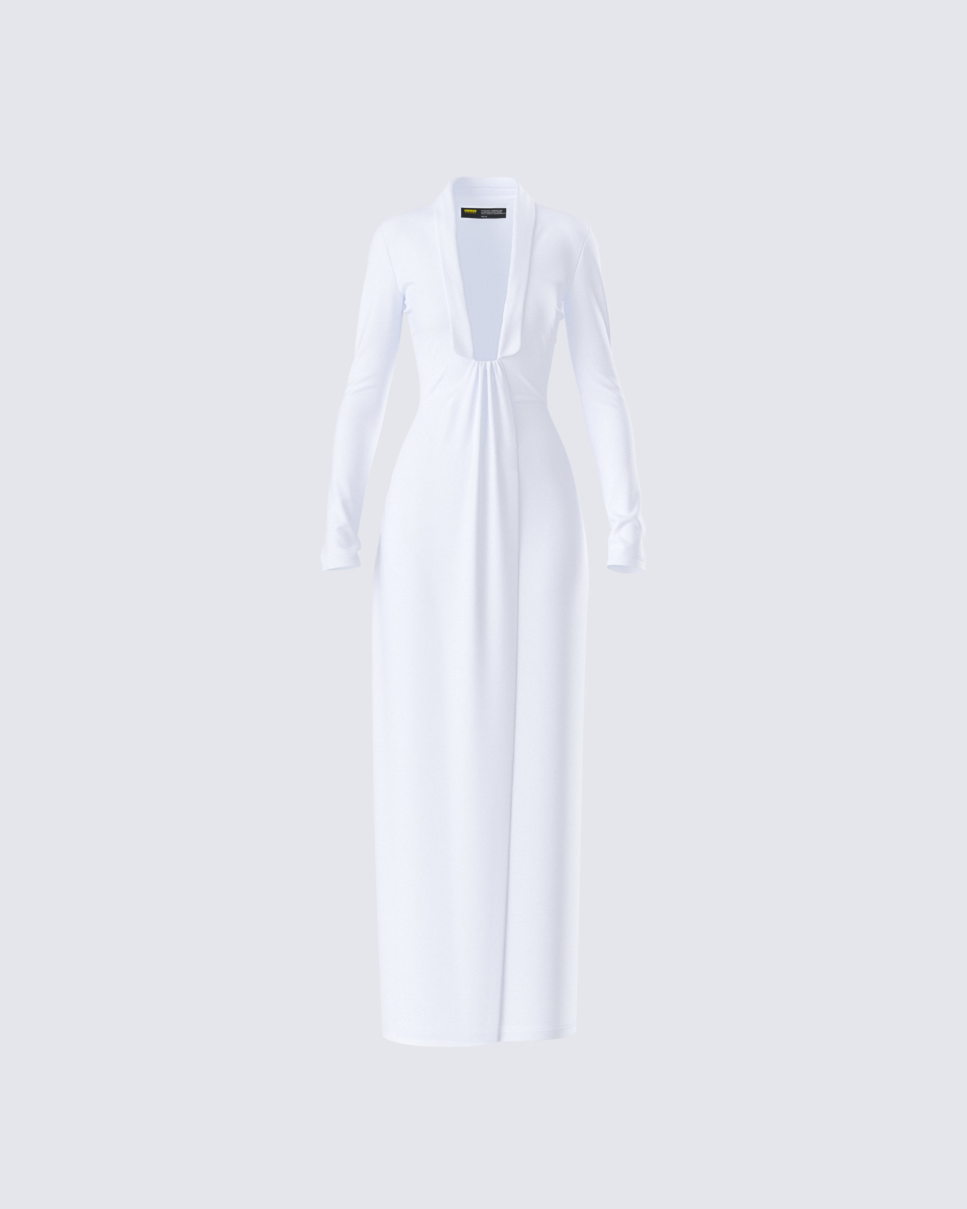 long sleeve plunge maxi dress Women's PLT Label Oyster Satin Long Sleeve Plunge Maxi Dress