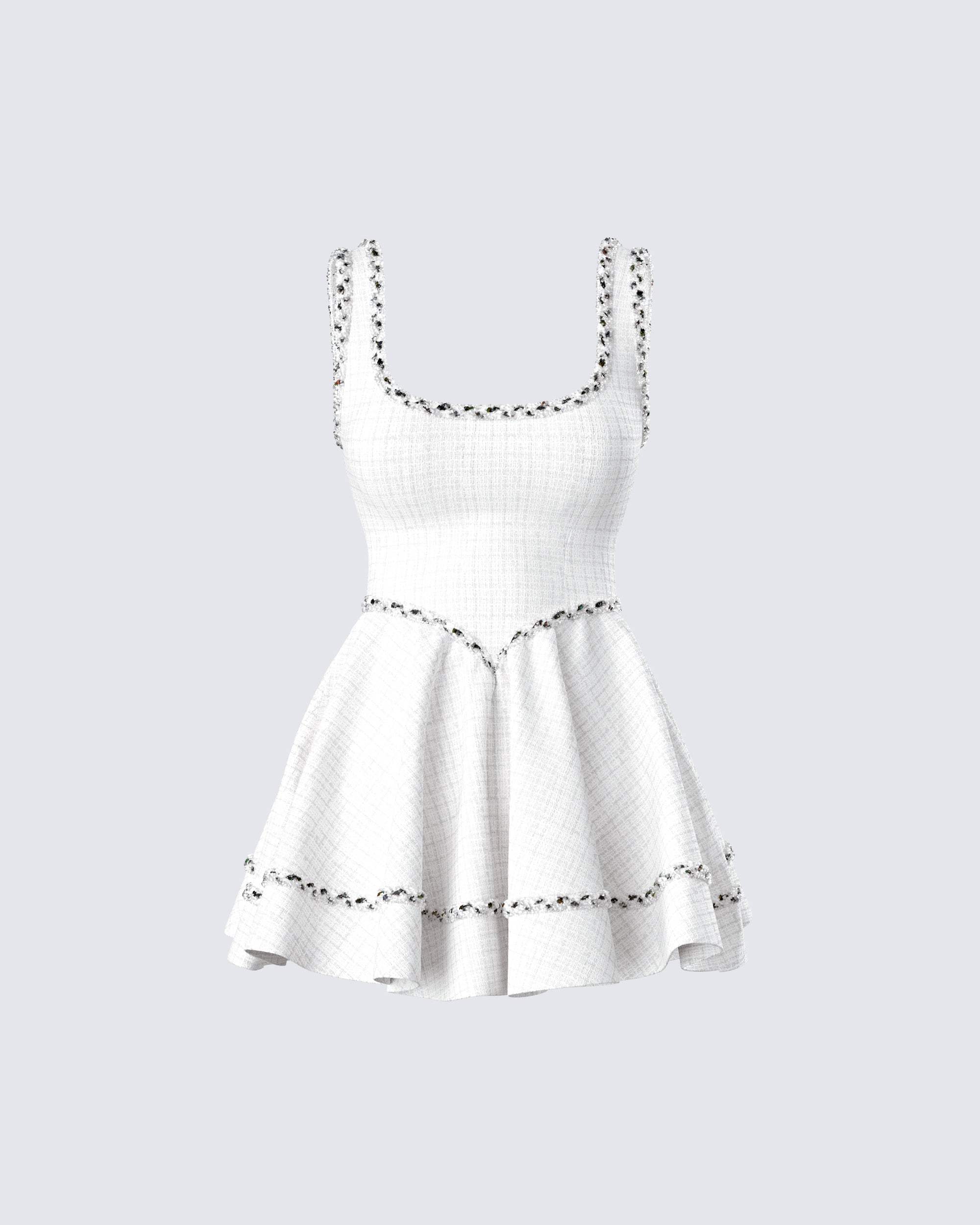 Lorene Ivory Tweed Mini Dress – FINESSE