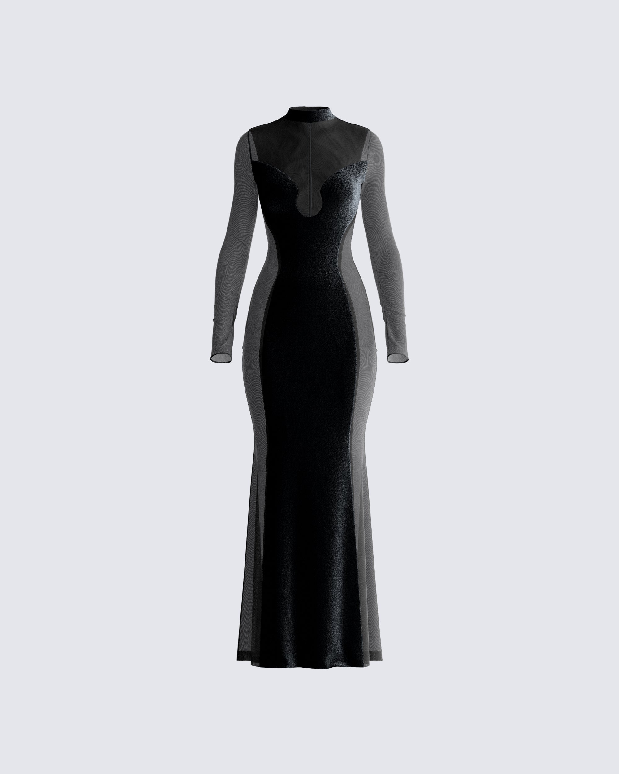 Wilma Black Velvet Paneled Gown – FINESSE