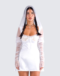 Alexa White Gauze Hooded Shrug