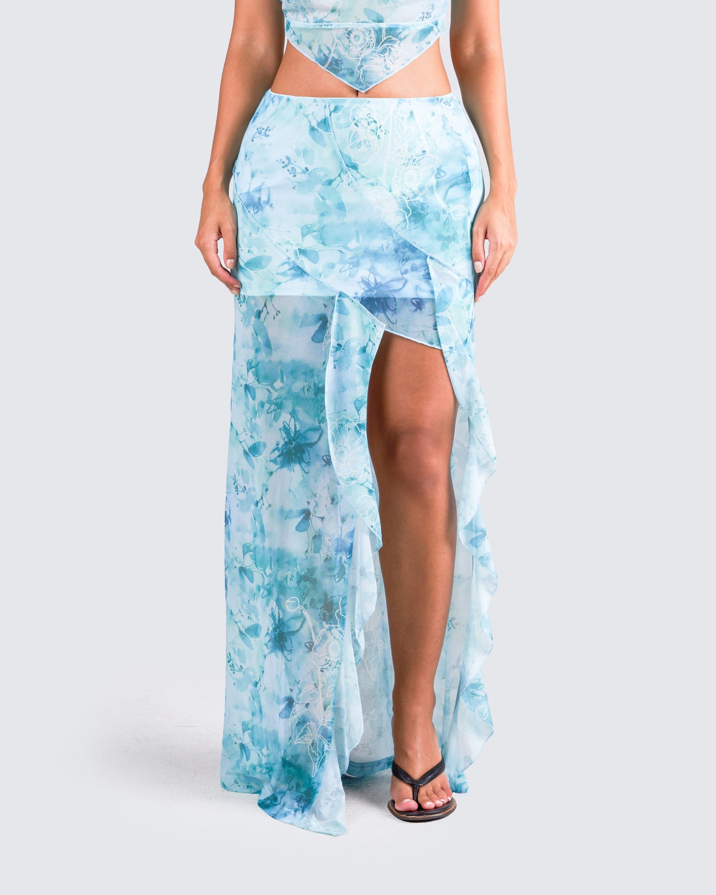 Bahia Mint Floral Print Skirt