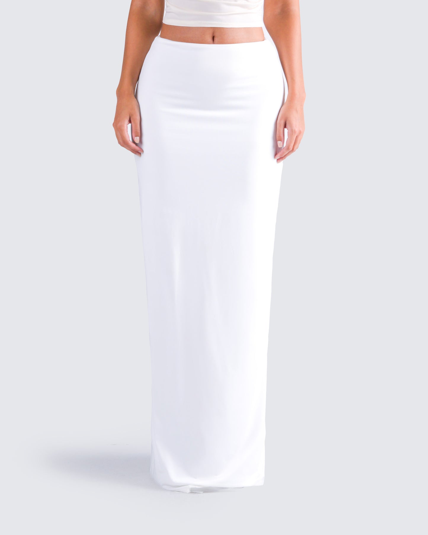 Cerelina White Jersey Maxi Skirt