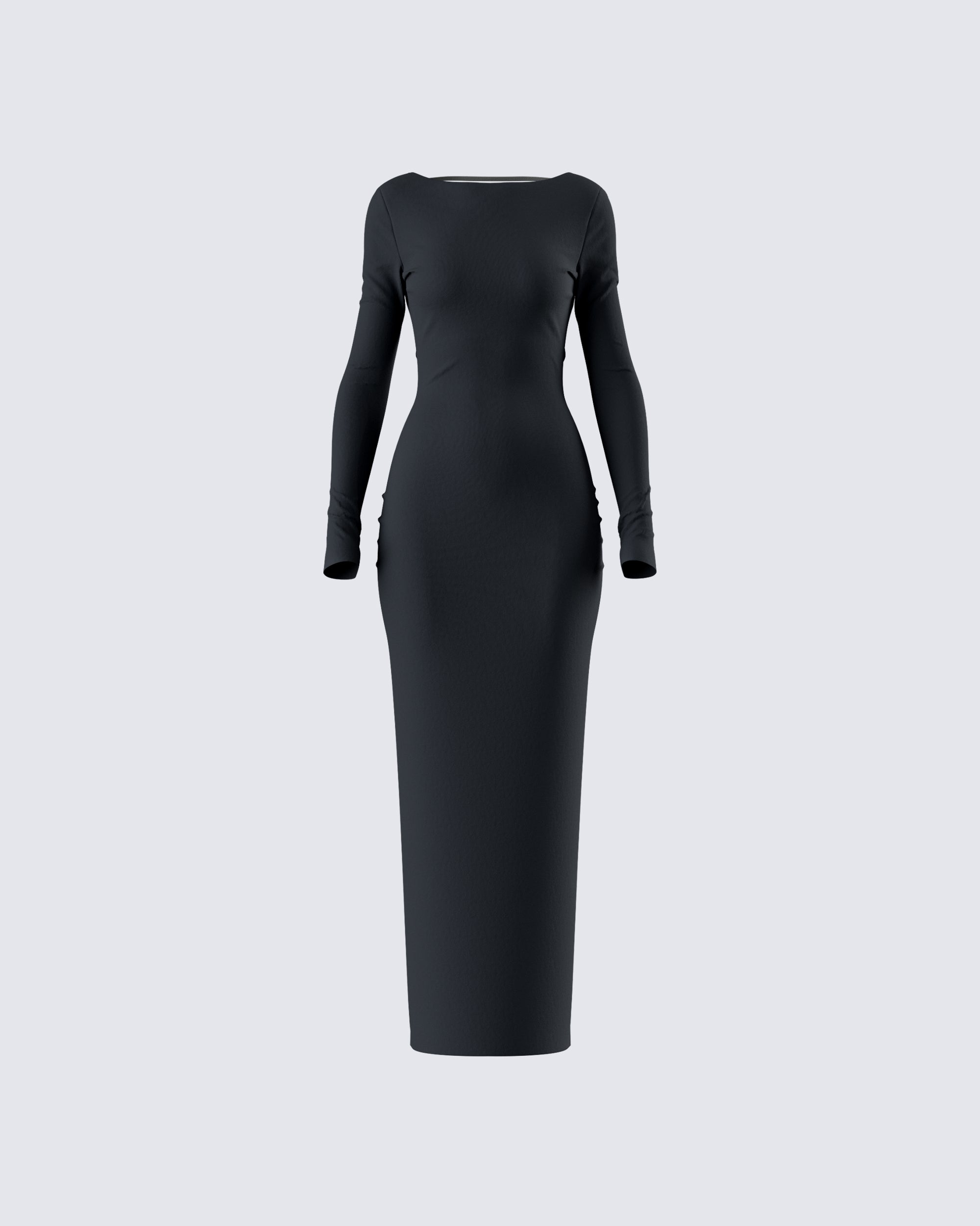black bodycon long sleeve midi dress TA3 Notchy Long Sleeve Midi Dress - Contour Black/Oat - L