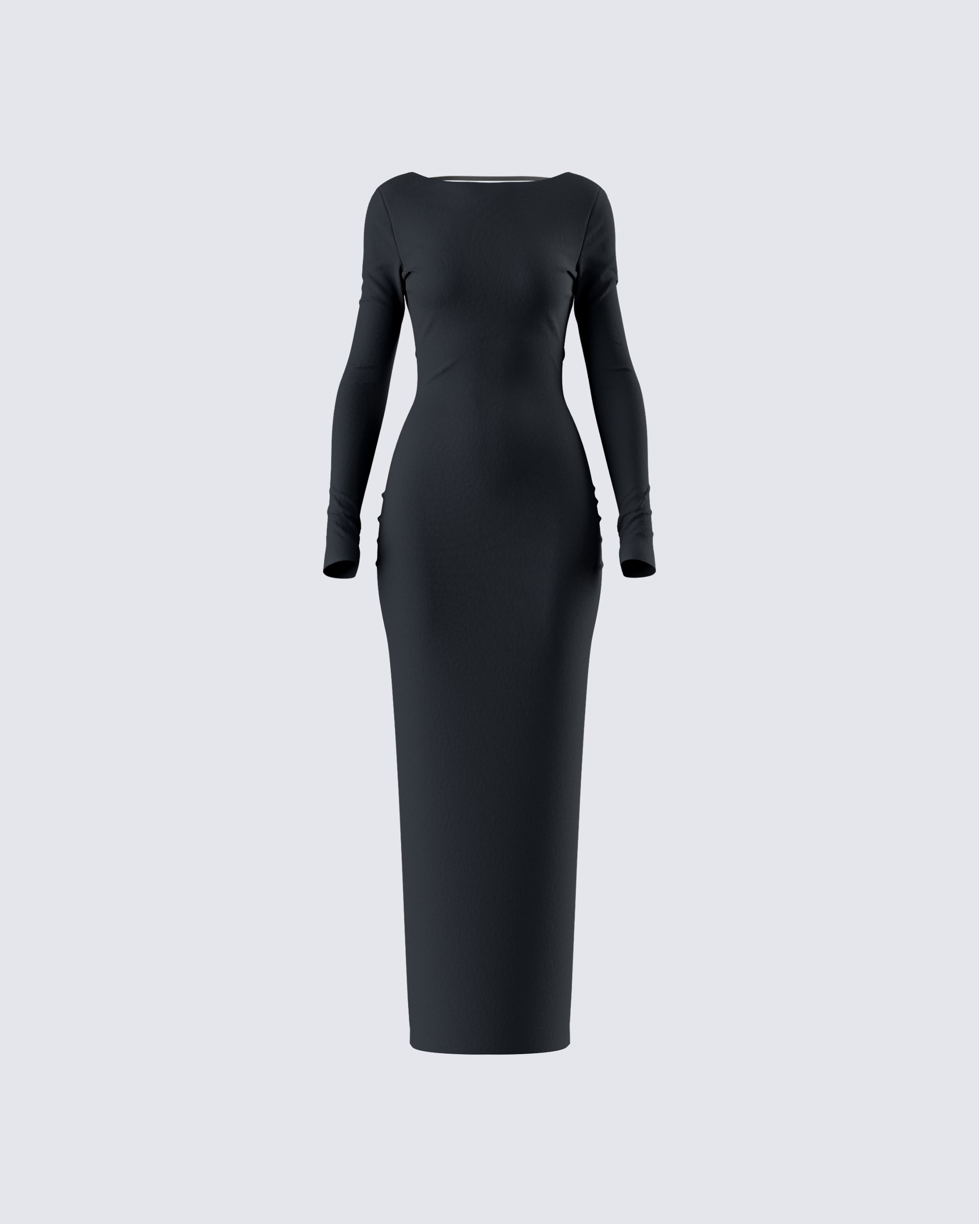 Black Long Sleeve Bodycon Maxi Dress - Backless FINESSE Black Long Sleeve Bodycon Maxi Dress - Backless FINESSE