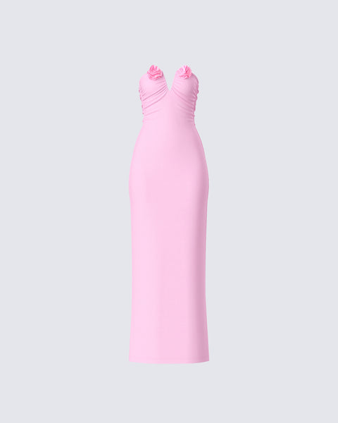 Pink Halter Maxi Dress