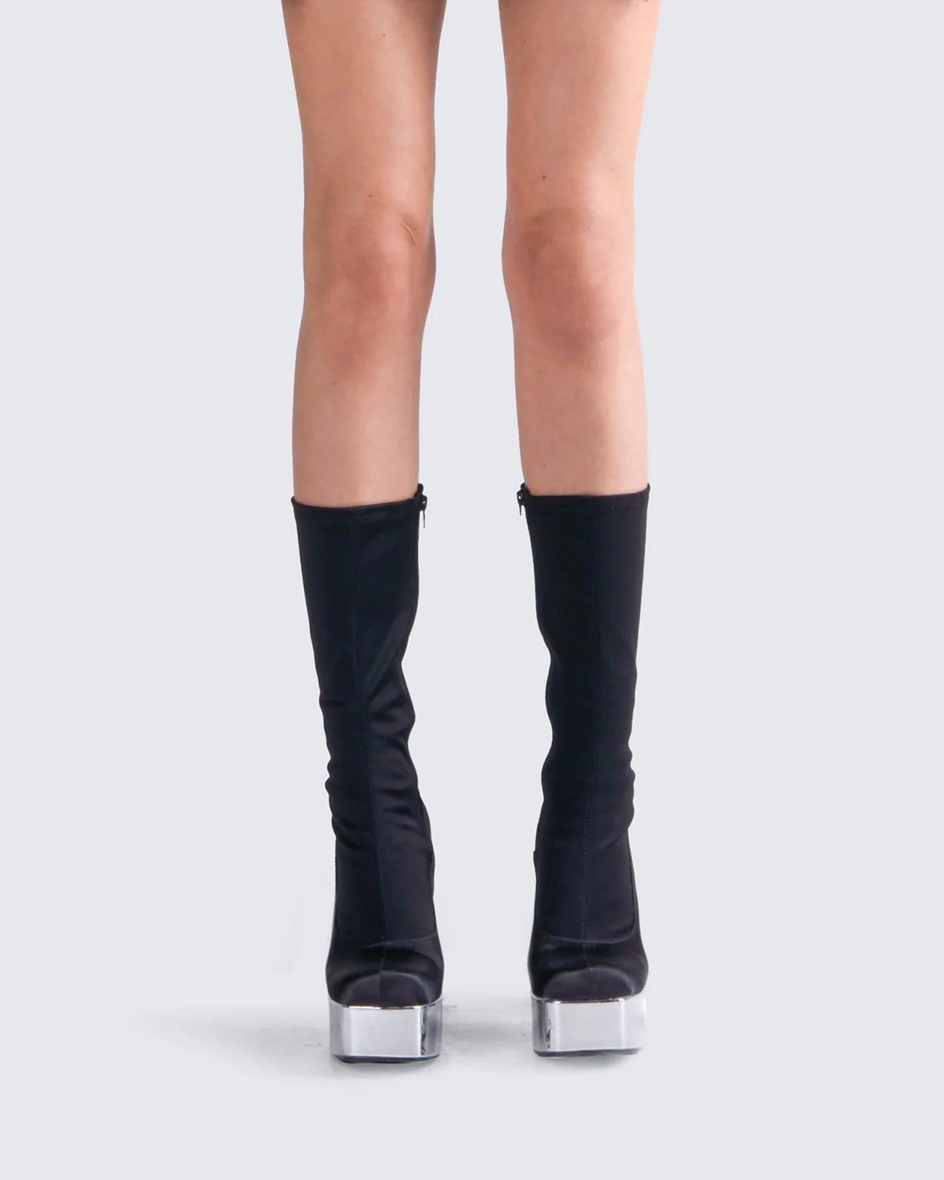 Marcil Black Heeled Platform Boot