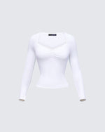 Draya White Rib Lace Top product front