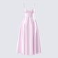 Eulla Pink Satin Midi Dress