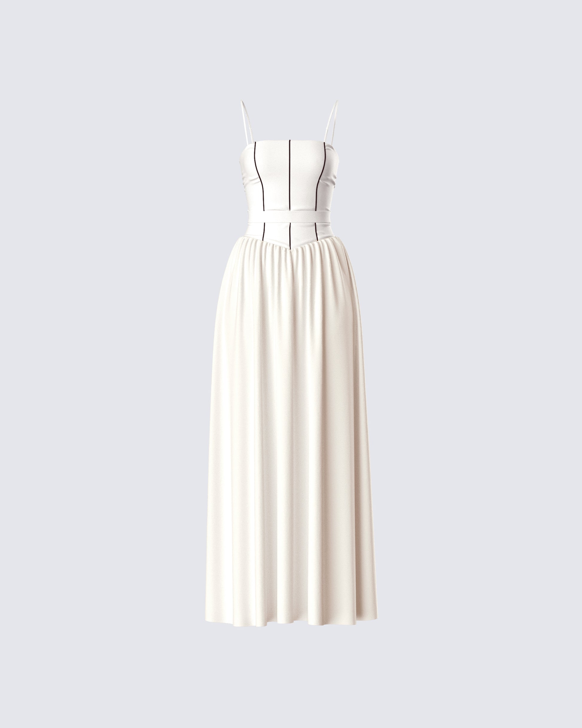 Ivory Maxi Dress - Cotton Corset Bodice Full Length FINESSE Ivory Maxi Dress - Cotton Corset Bodice Full Length FINESSE