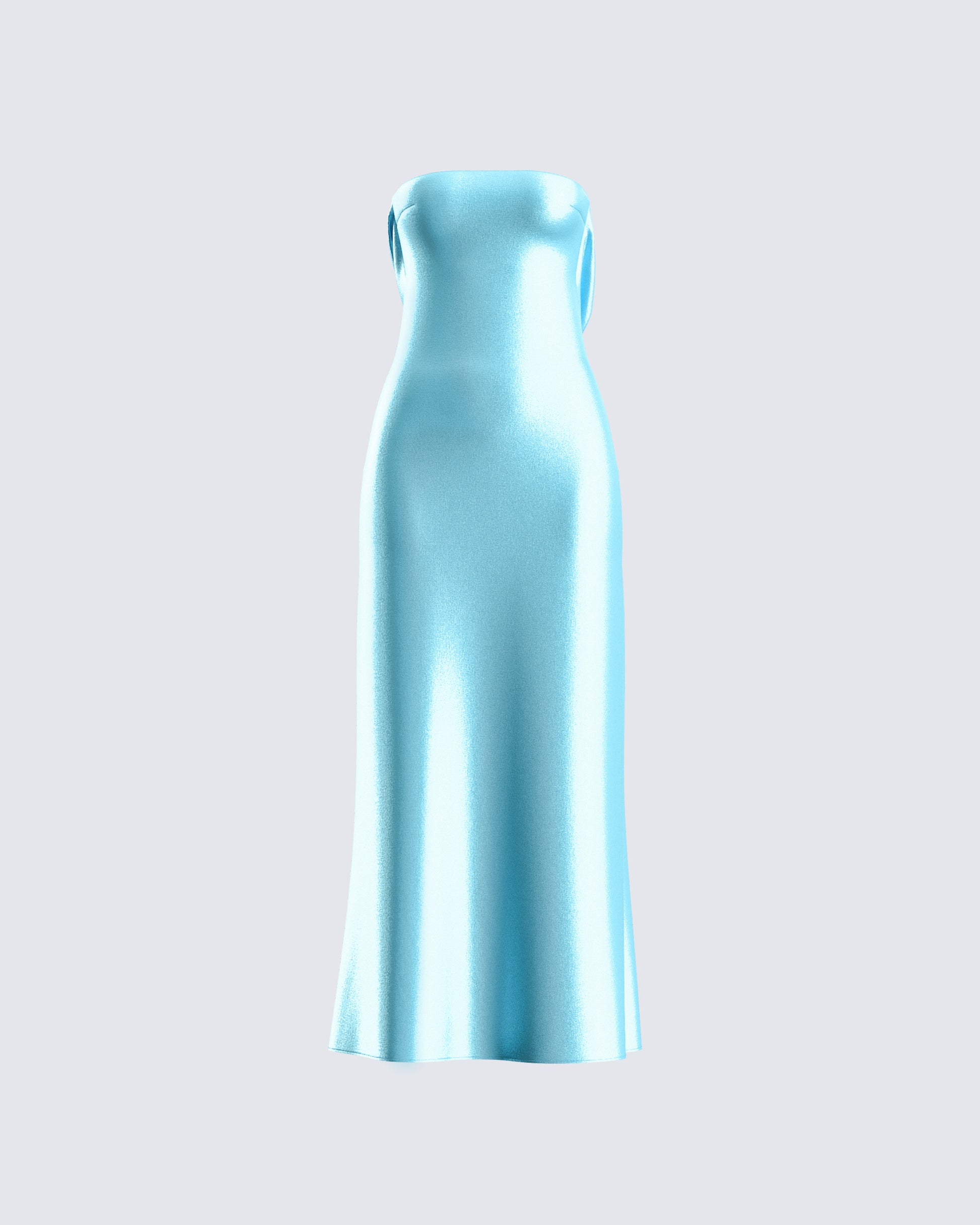 Aqua Blue Strapless Mini Dress - Bodycon Satin FINESSE Aqua Blue Strapless Mini Dress - Bodycon Satin FINESSE