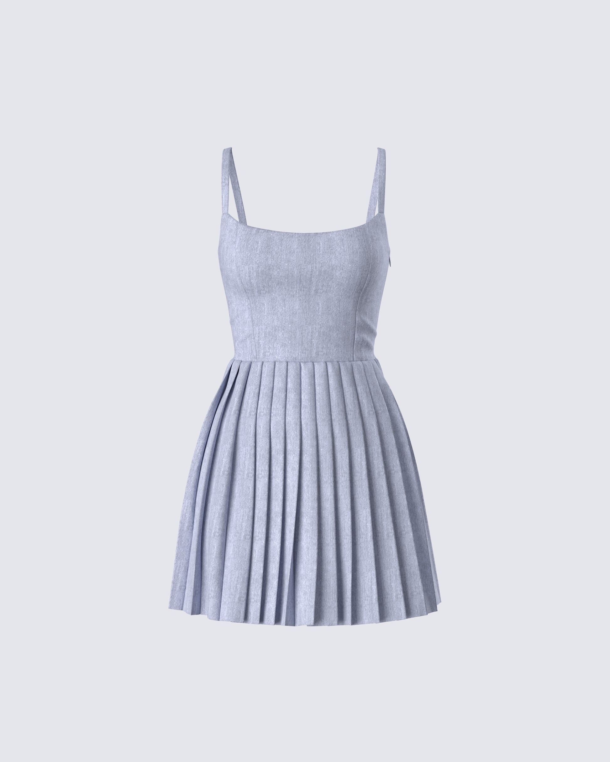 Grey Pleated Mini Dress - Fit and Flare Tank Style FINESSE Grey Pleated Mini Dress - Fit and Flare Tank Style FINESSE