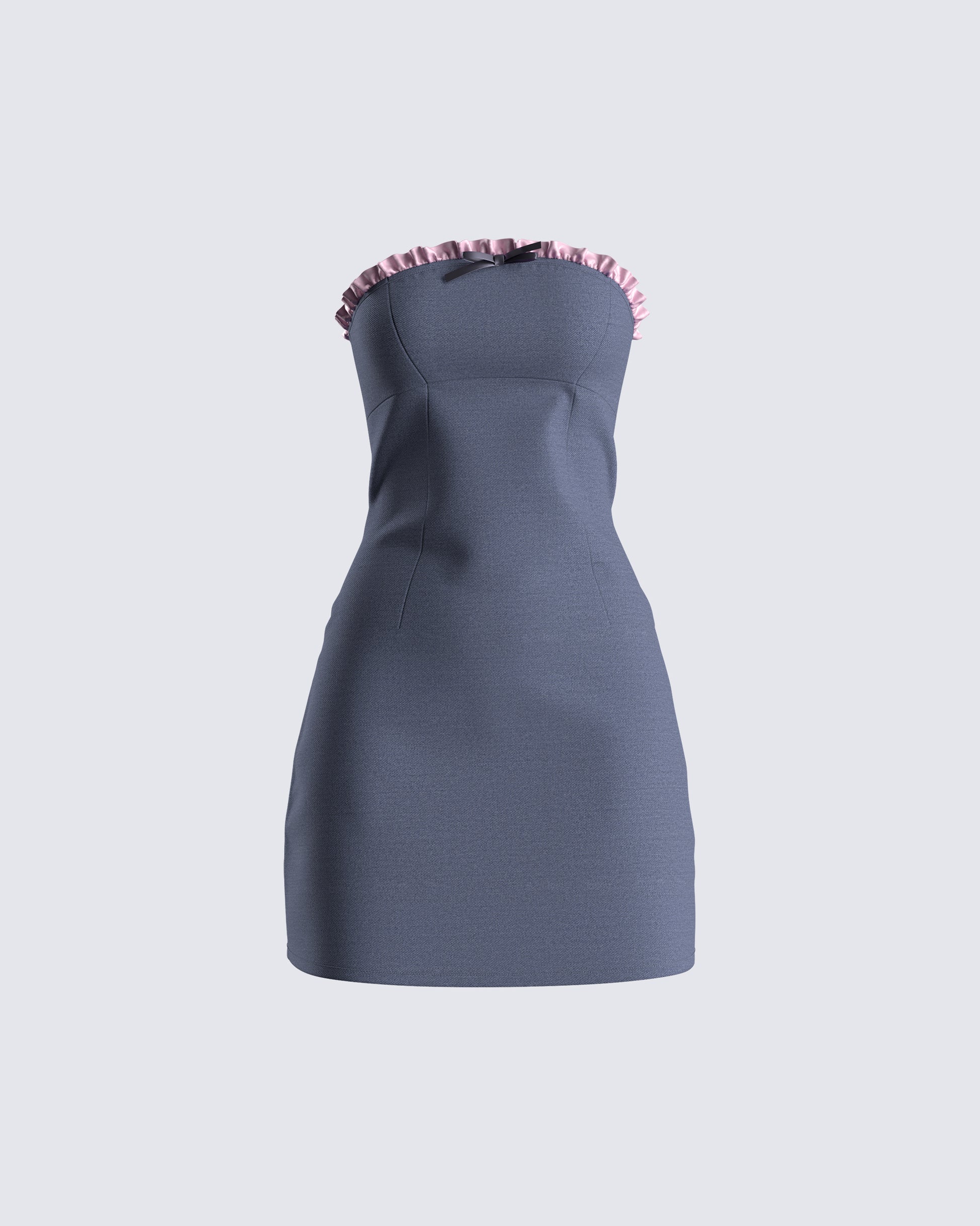 Grey Strapless Mini Dress - Bodycon with Ruffle Trim FINESSE Grey Strapless Mini Dress - Bodycon with Ruffle Trim FINESSE