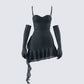 Anyssa Black Shimmer Mini Dress And Gloves