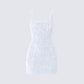 Dallas White Petal Mini Dress