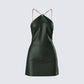 Bindi Olive Green Satin Mini Dress 3d product front