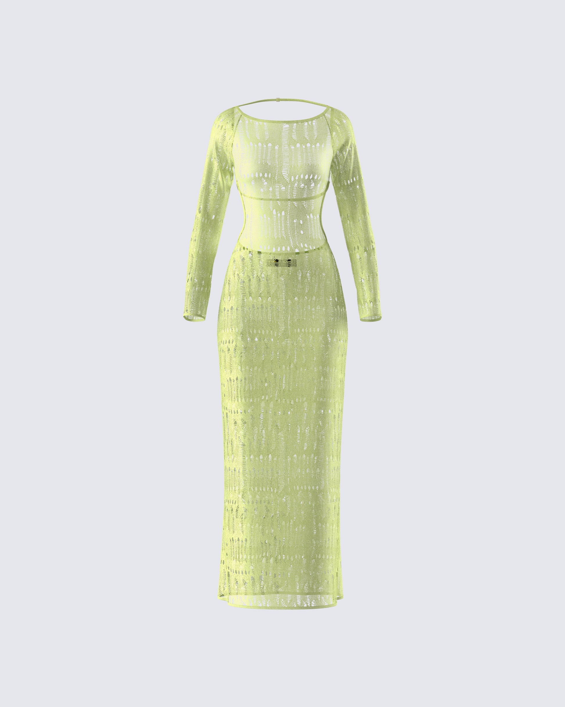 Green Sheer Sequin Maxi Dress - Long Sleeve Two-Piece FINESSE Green Sheer Sequin Maxi Dress - Long Sleeve Two-Piece FINESSE