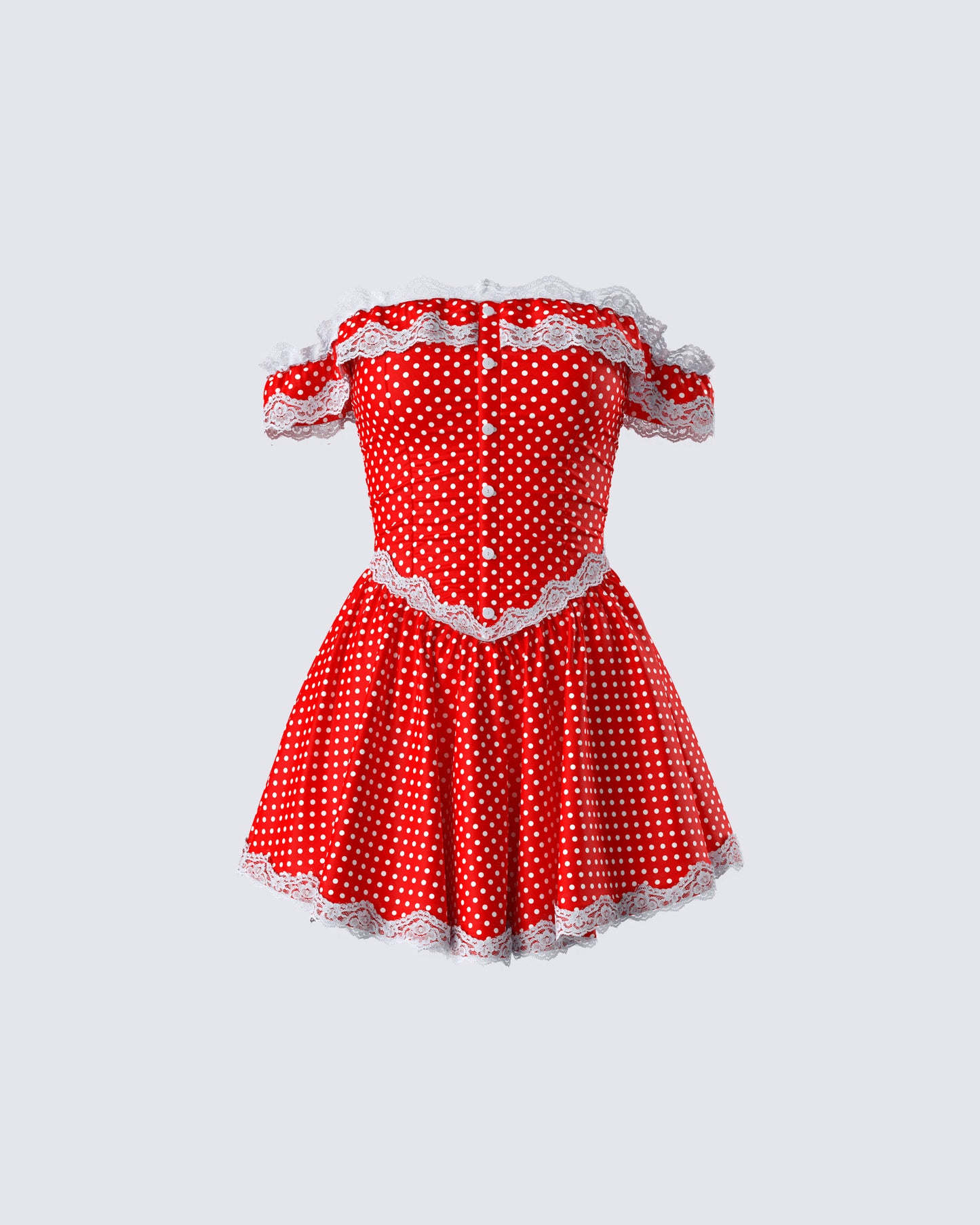 Masami Red Polka Dot Off Shoulder Dress