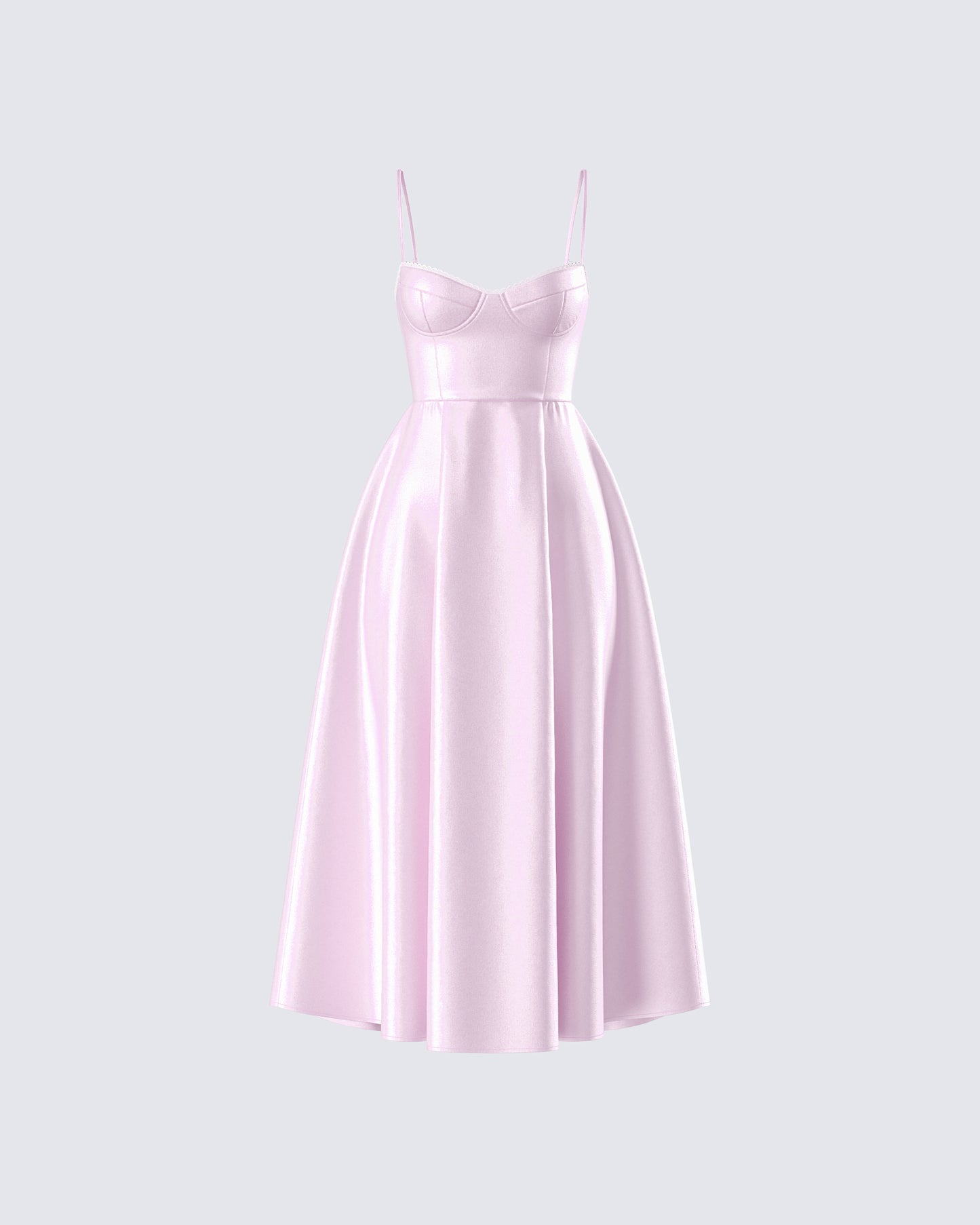 Eulla Pink Satin Midi Dress