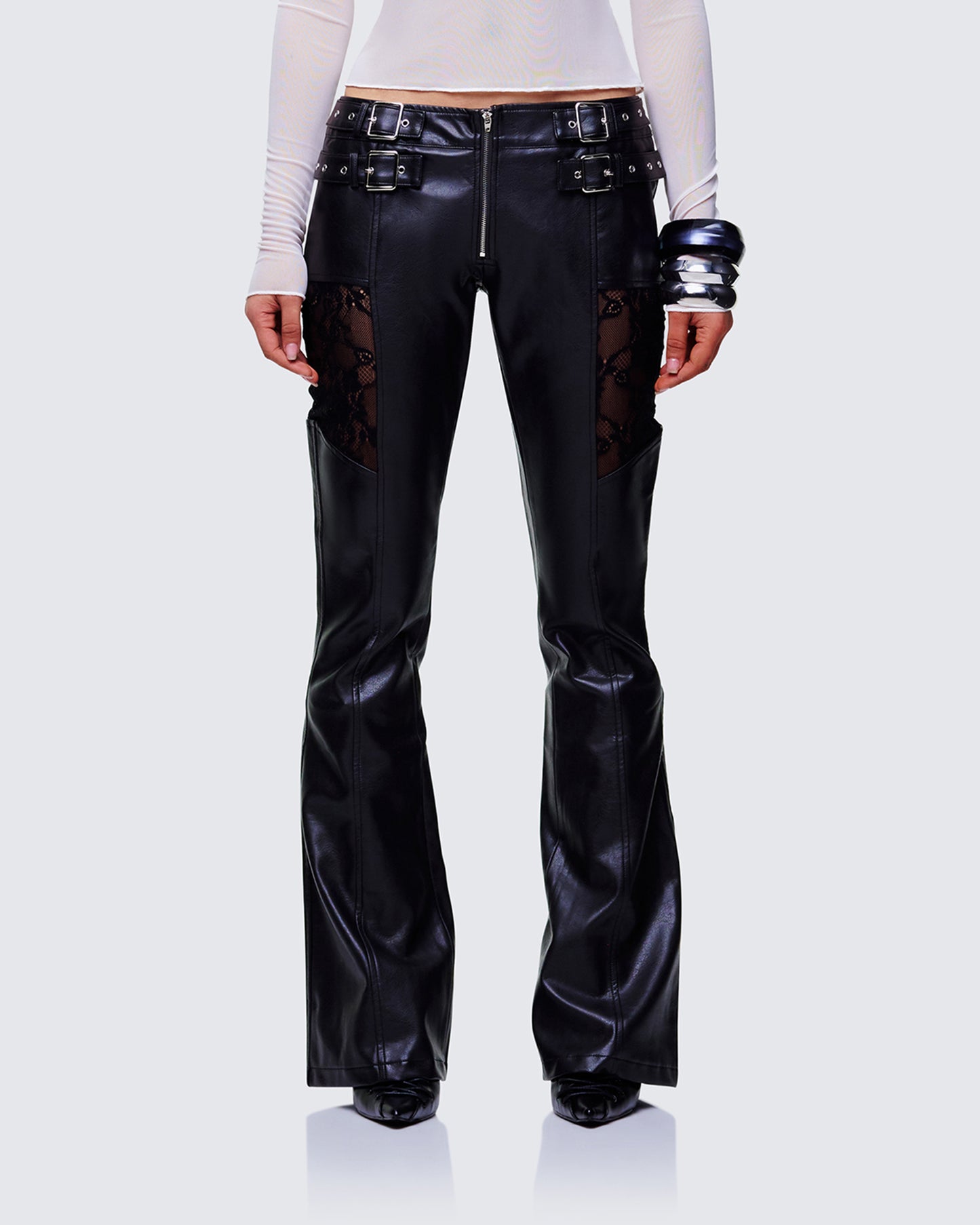 Vyra Black Vegan Leather Pants