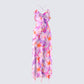 Kenya Pink Floral Ruffle Maxi Dress