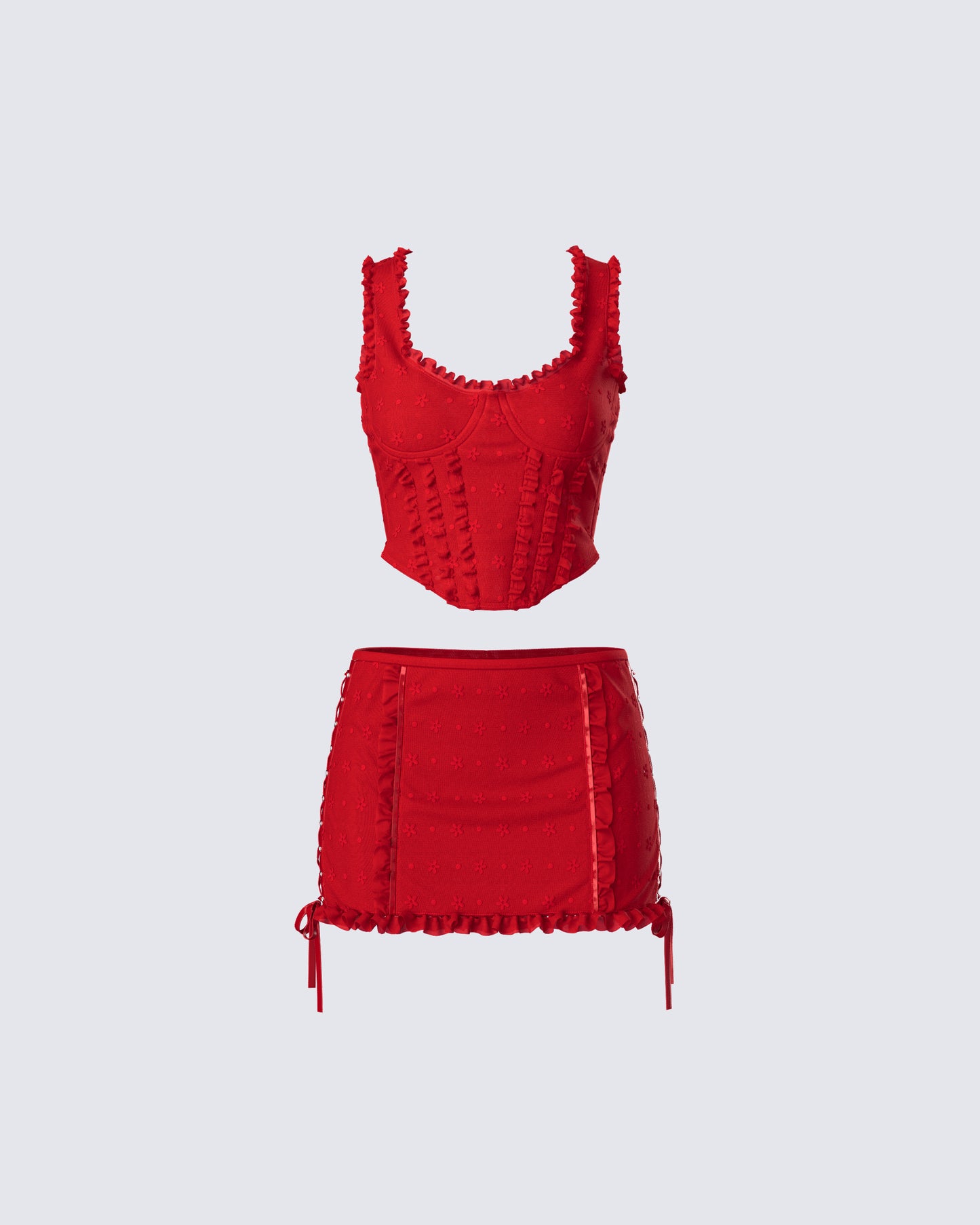 Kimona Red Ruffle Set