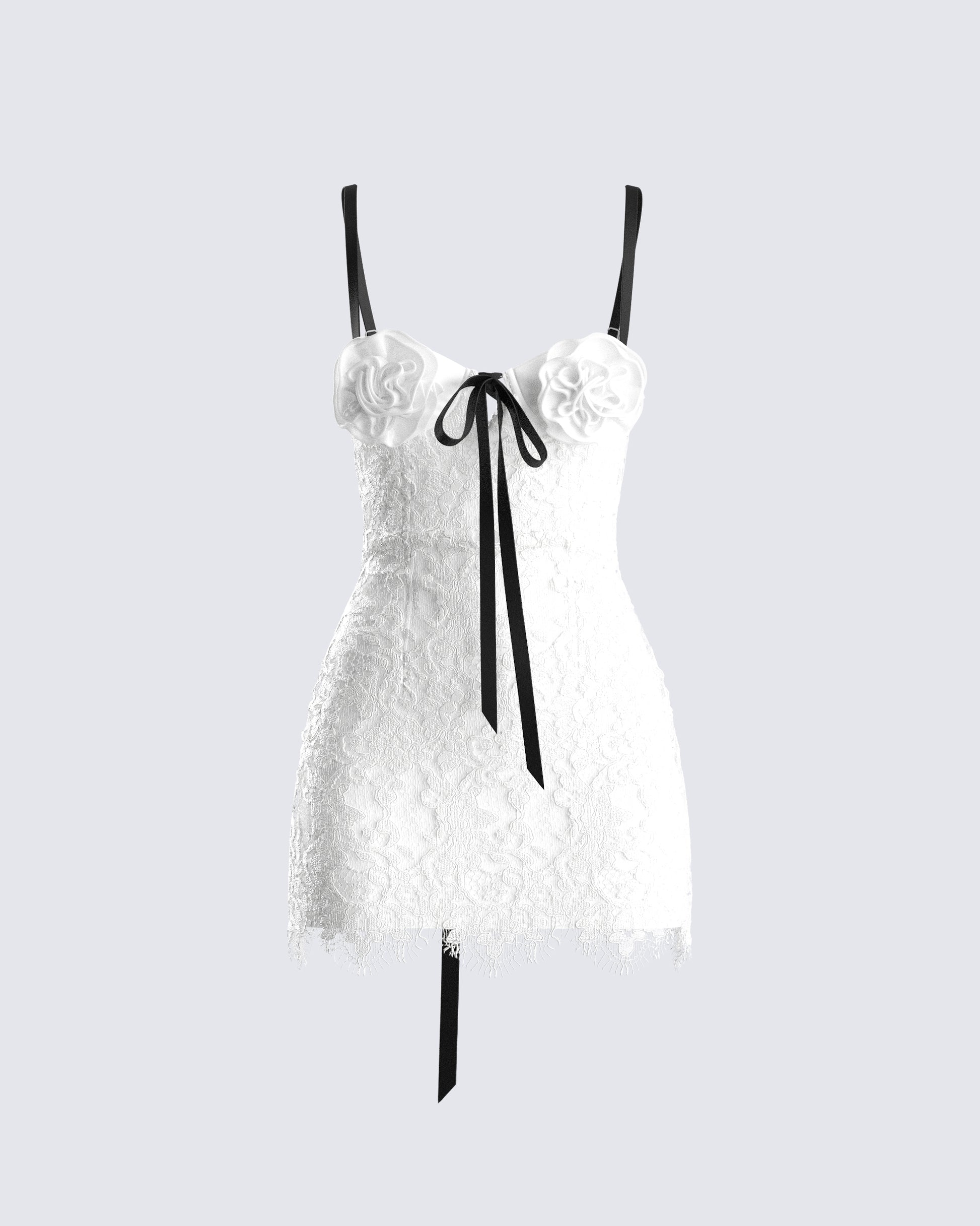 White Lace Mini Dress - Bustier Floral Sweetheart FINESSE White Lace Mini Dress - Bustier Floral Sweetheart FINESSE