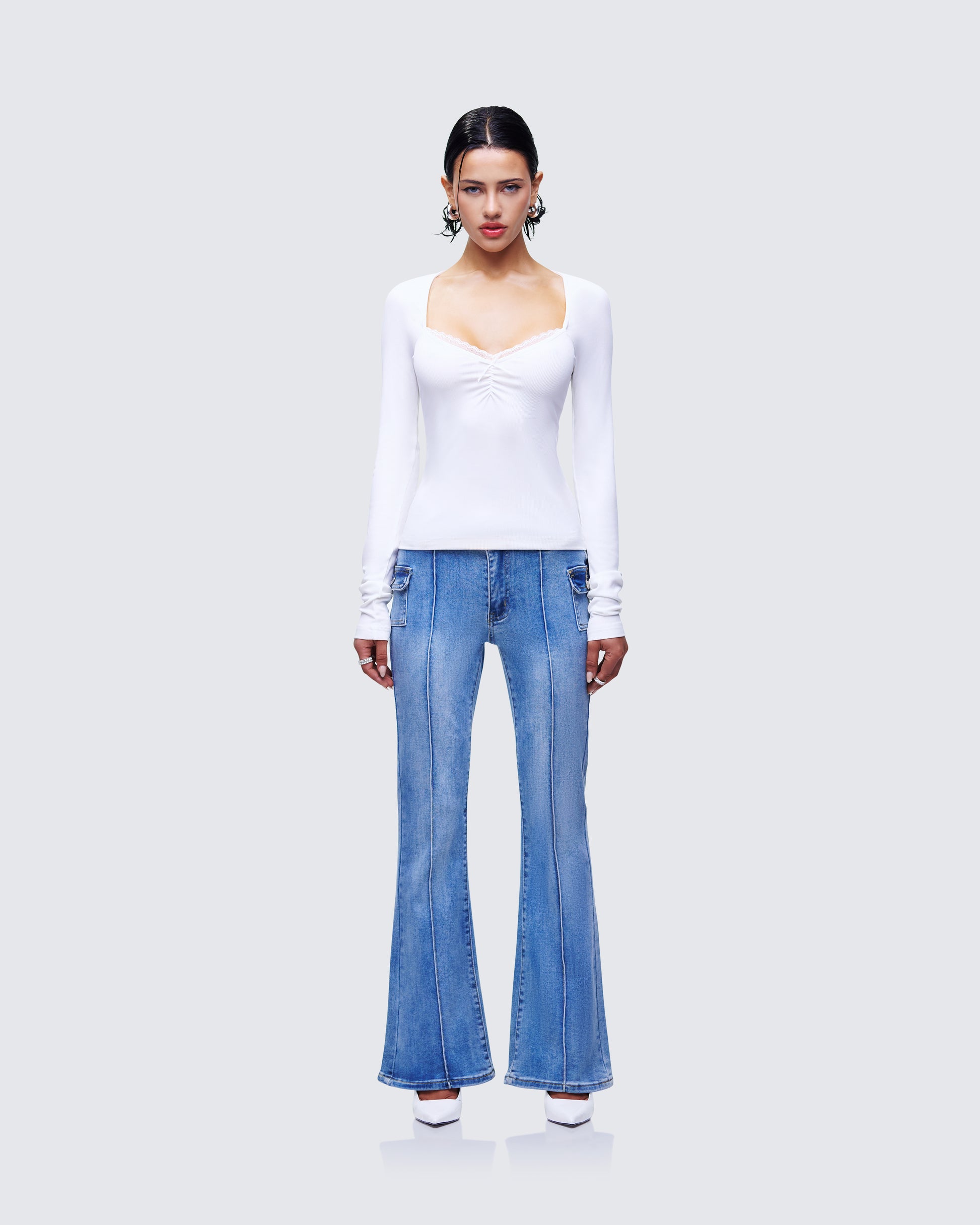 Draya Denim Set model front