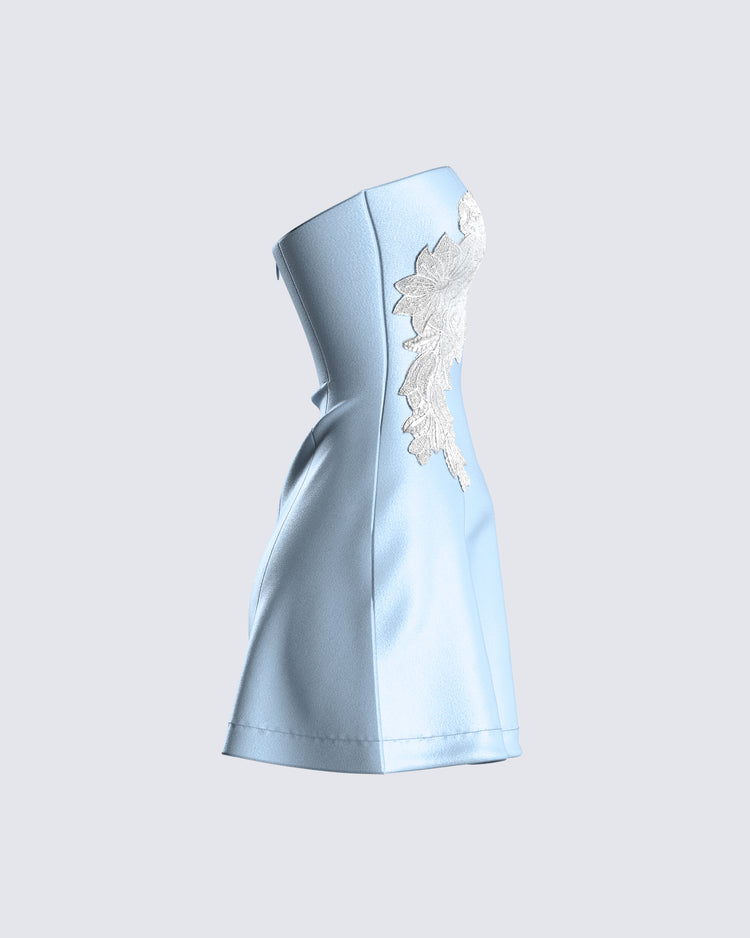 Velvi Reva Mini Dress - Light Blue