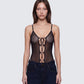 Autumn Black Mesh Lace Up Bodysuit
