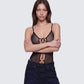 Autumn Black Mesh Lace Up Bodysuit