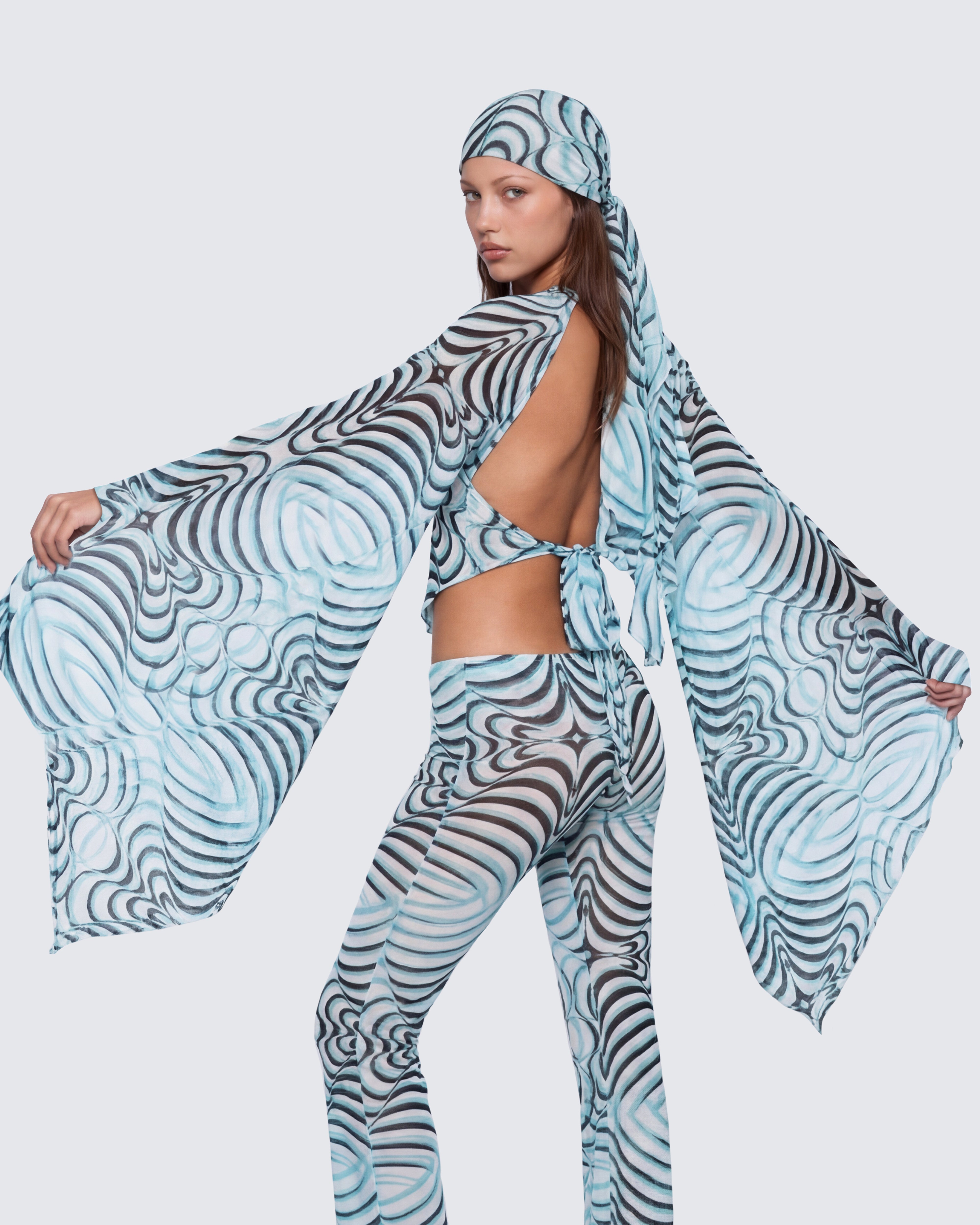 Blue Zebra Print Mesh Top - Extreme Sleeve Party – FINESSE