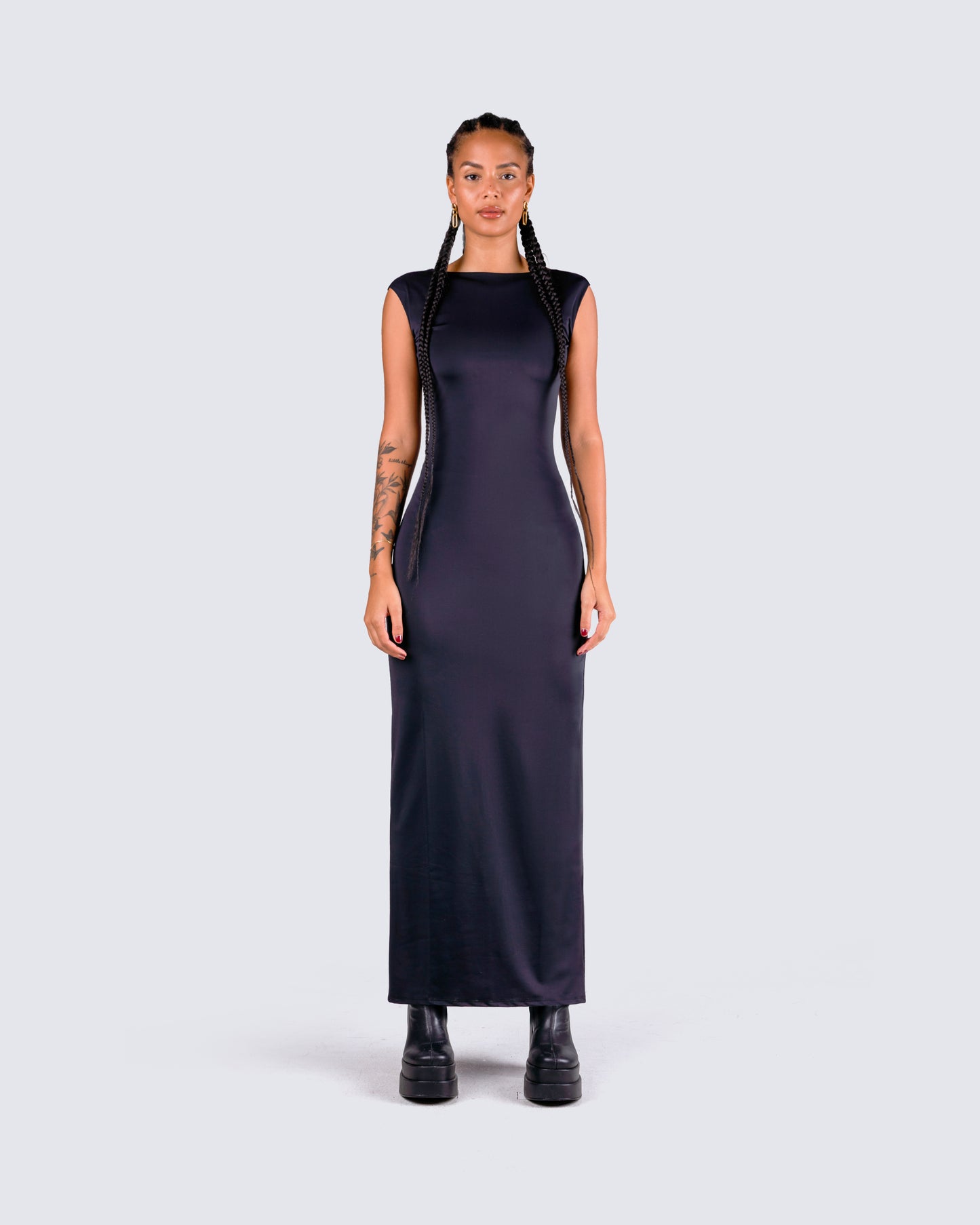 Kath Black Jersey Backless Dress