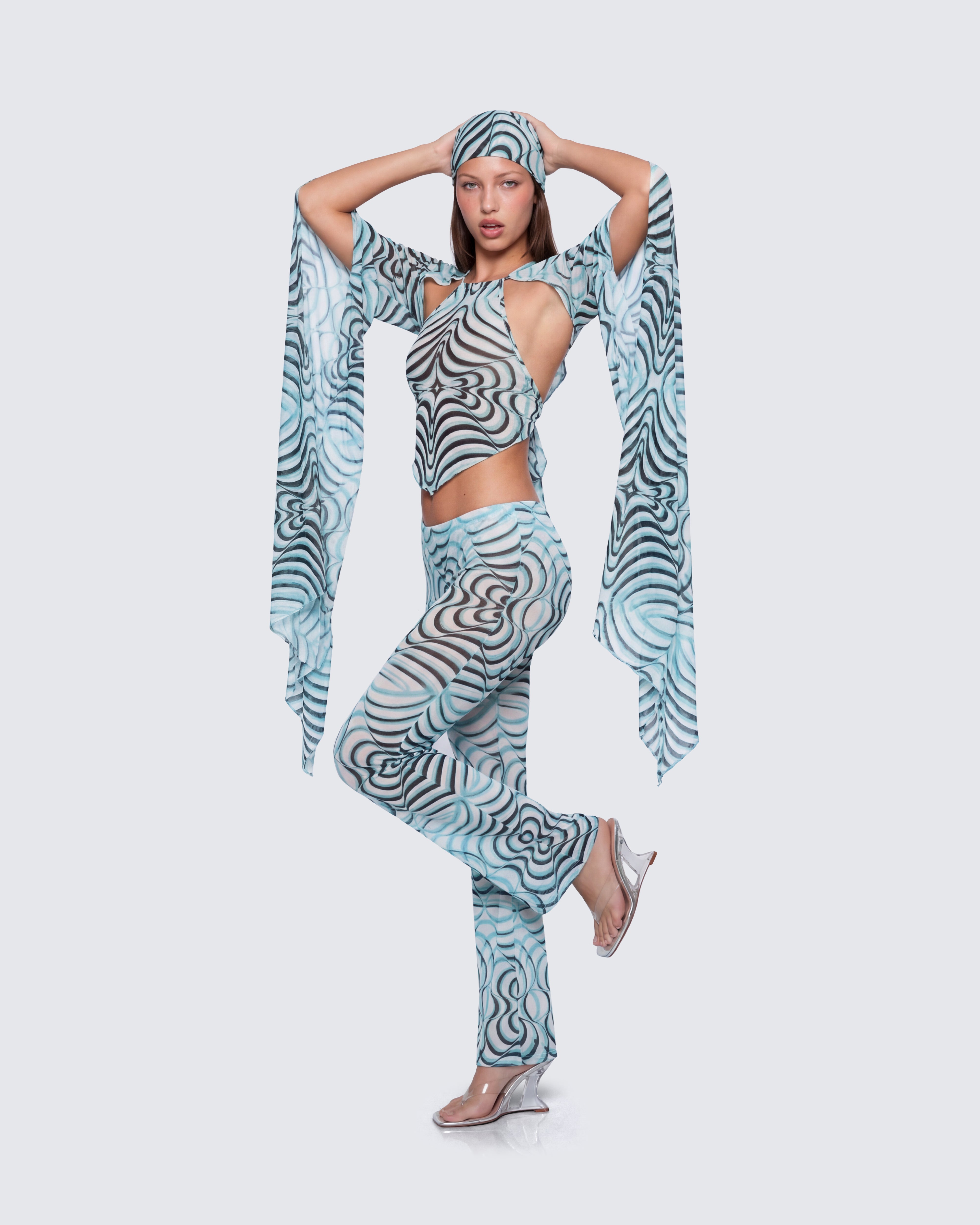 Blue Zebra Print Mesh Top - Extreme Sleeve Party – FINESSE