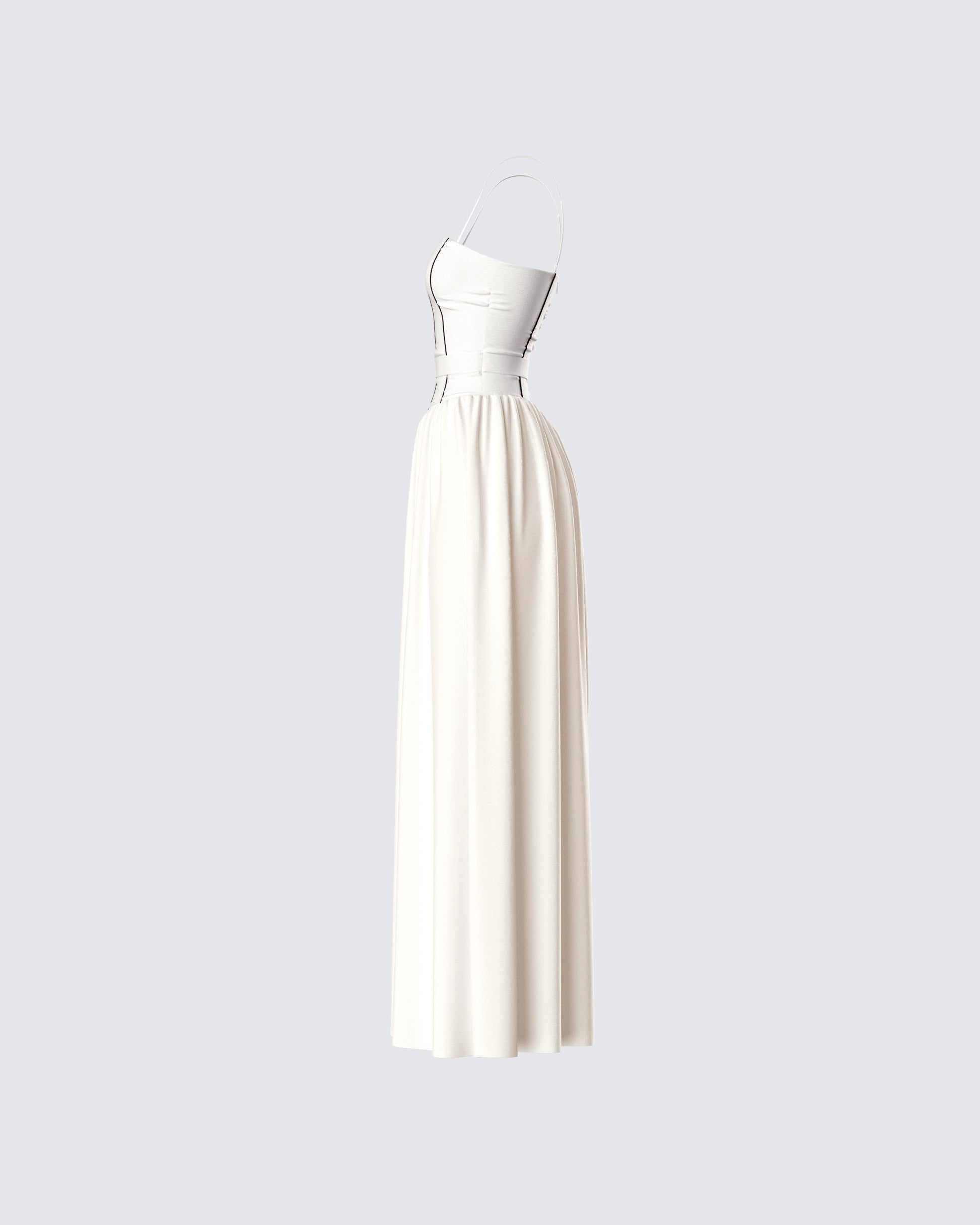 Ivory Maxi Dress - Cotton Corset Bodice Full Length FINESSE Ivory Maxi Dress - Cotton Corset Bodice Full Length FINESSE