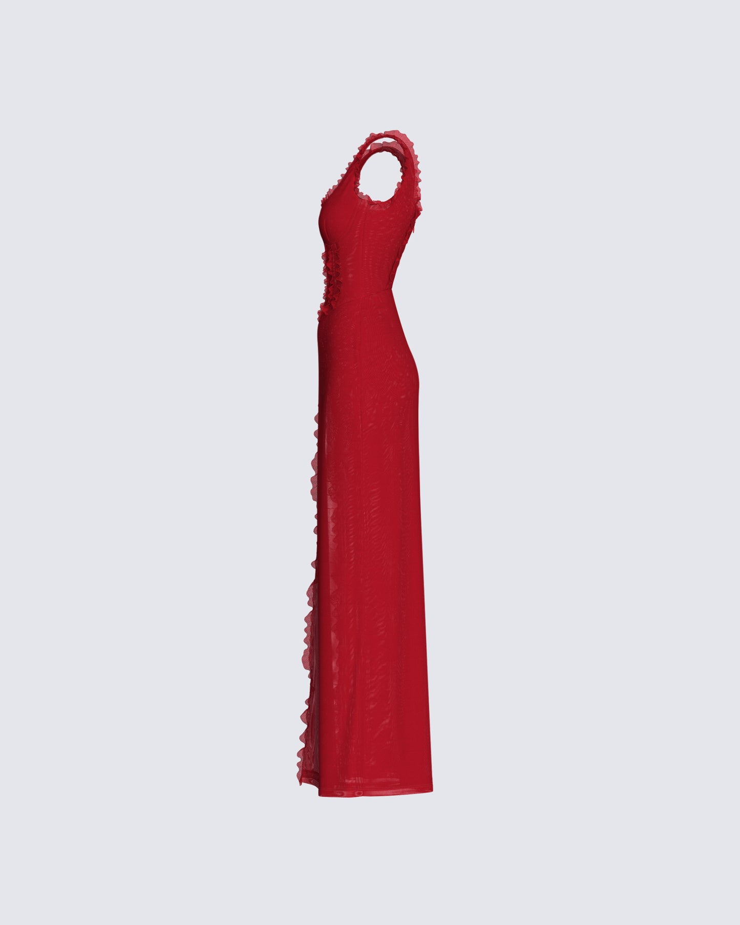 Kimoni Red Ruffle Corset Maxi Dress