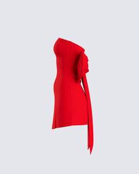 McKay Red Strapless Bow Mini Dress