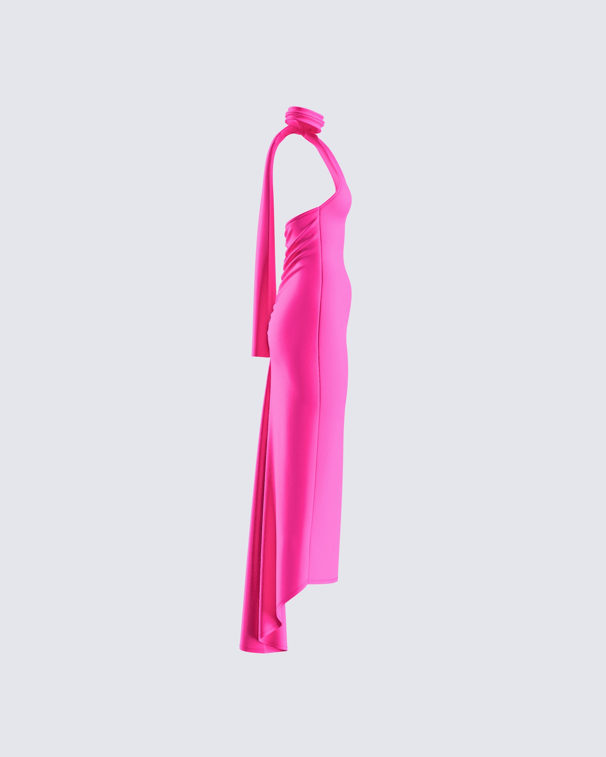 Hot Pink One Shoulder Maxi Dress - Asymmetric Hem FINESSE Hot Pink One Shoulder Maxi Dress - Asymmetric Hem FINESSE