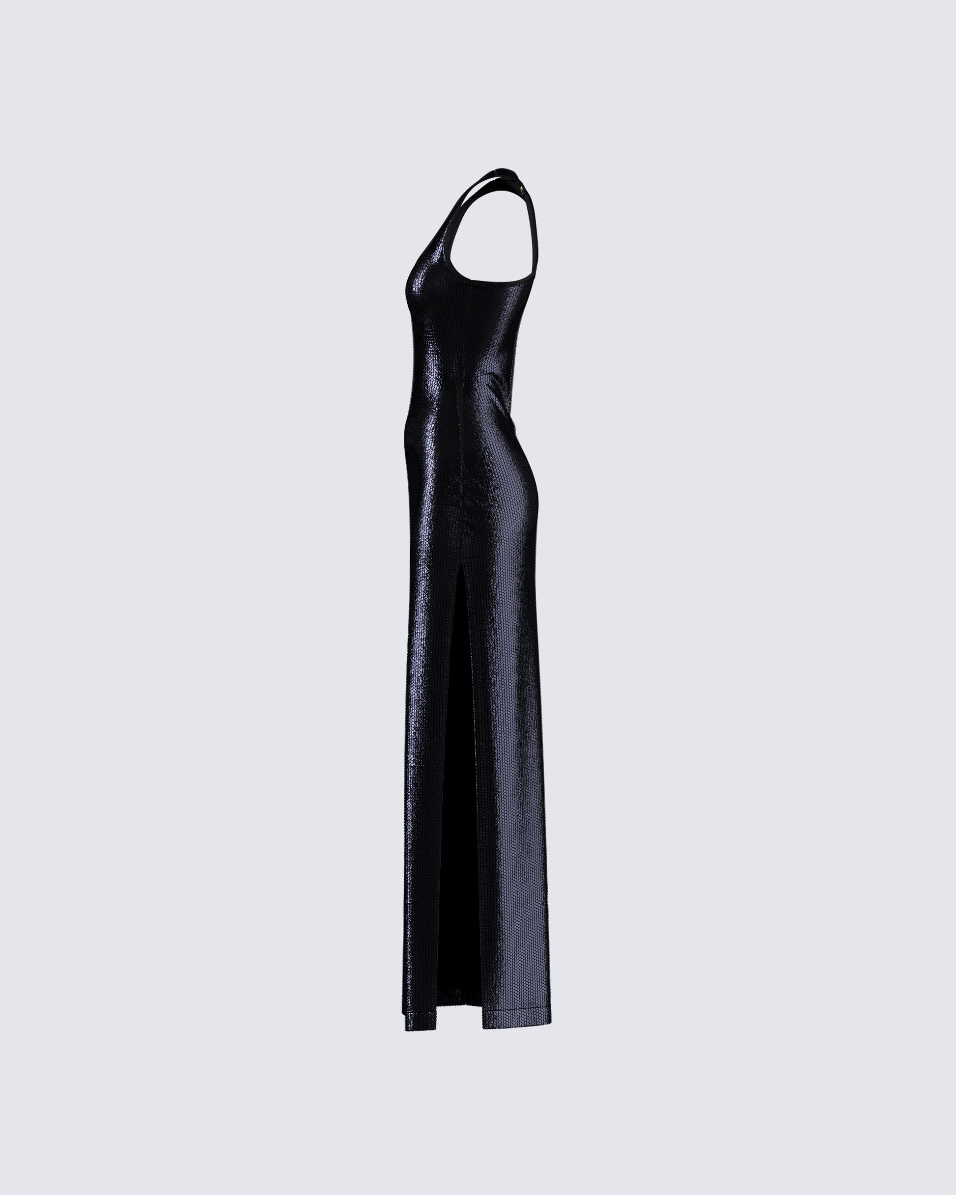 Black Sequin Maxi Dress - Racerback Tank Style FINESSE Black Sequin Maxi Dress - Racerback Tank Style FINESSE