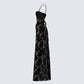 Audrina Black Burnout Maxi Dress