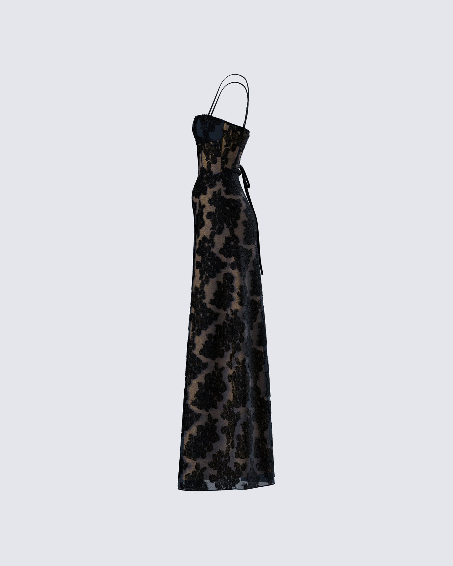 Audrina Black Burnout Maxi Dress