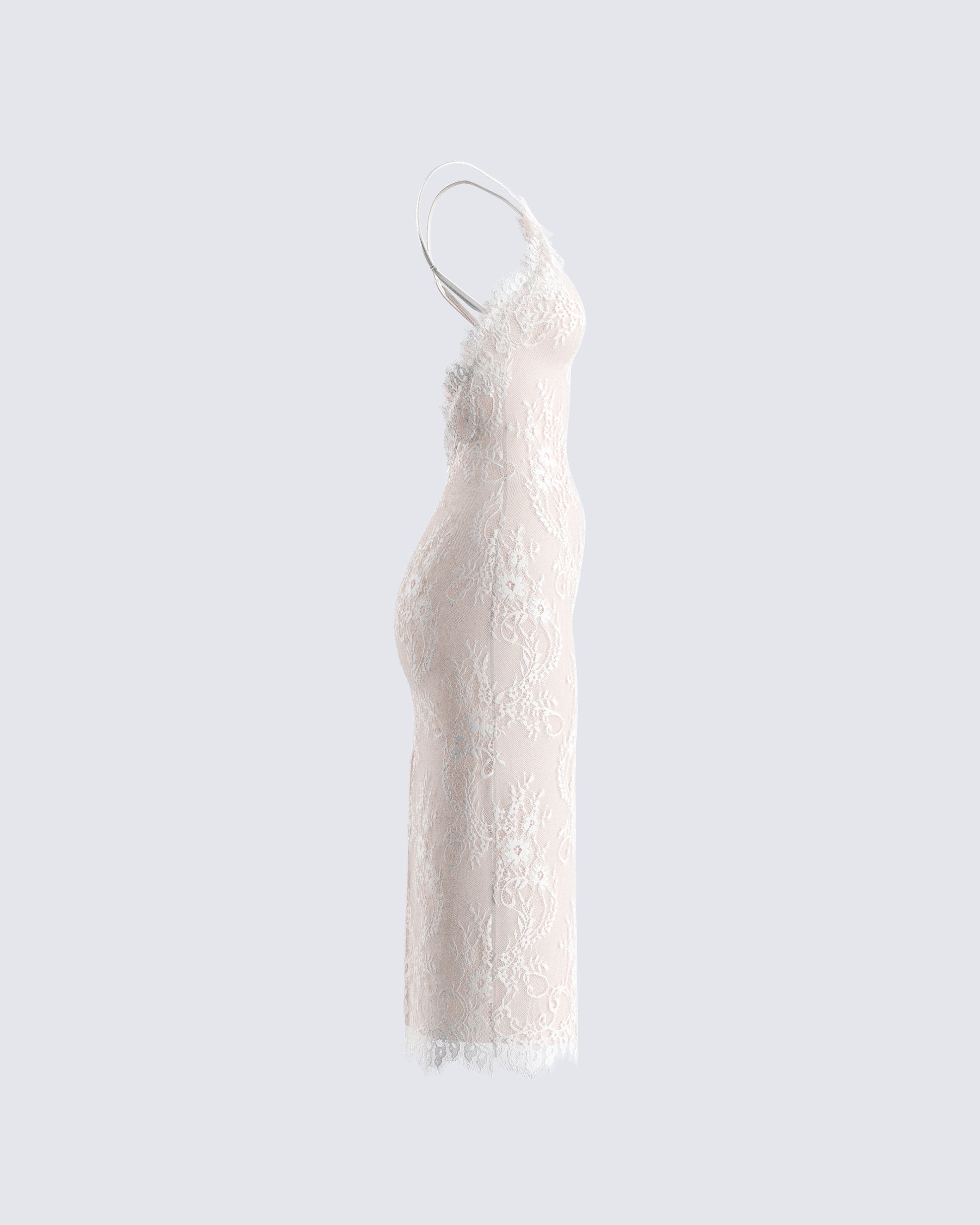 Ivory Lace Midi Dress - Halter Neck Fitted Cocktail FINESSE Ivory Lace Midi Dress - Halter Neck Fitted Cocktail FINESSE