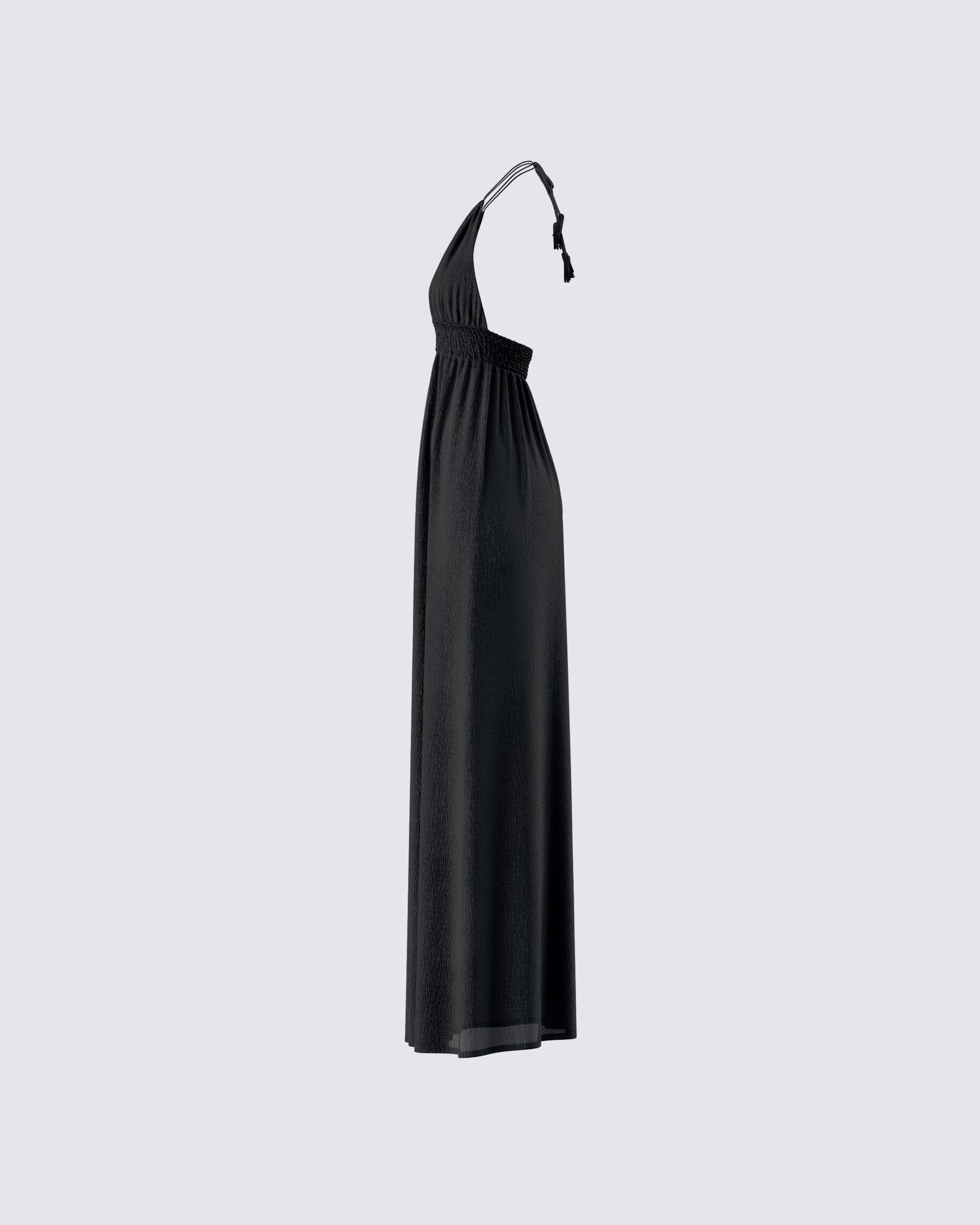 Black Halter Maxi Dress - Smocked Waist Flowy FINESSE Black Halter Maxi Dress - Smocked Waist Flowy FINESSE