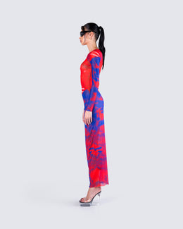 Kavya Printed Lace-Up Maxi