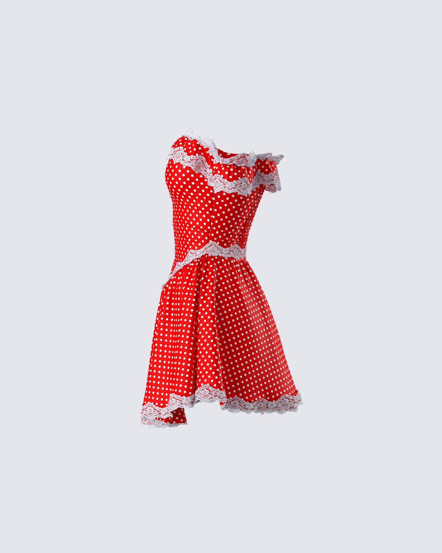 Masami Red Polka Dot Off Shoulder Dress