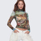 Neo Print Mesh Tatt Cherub Top